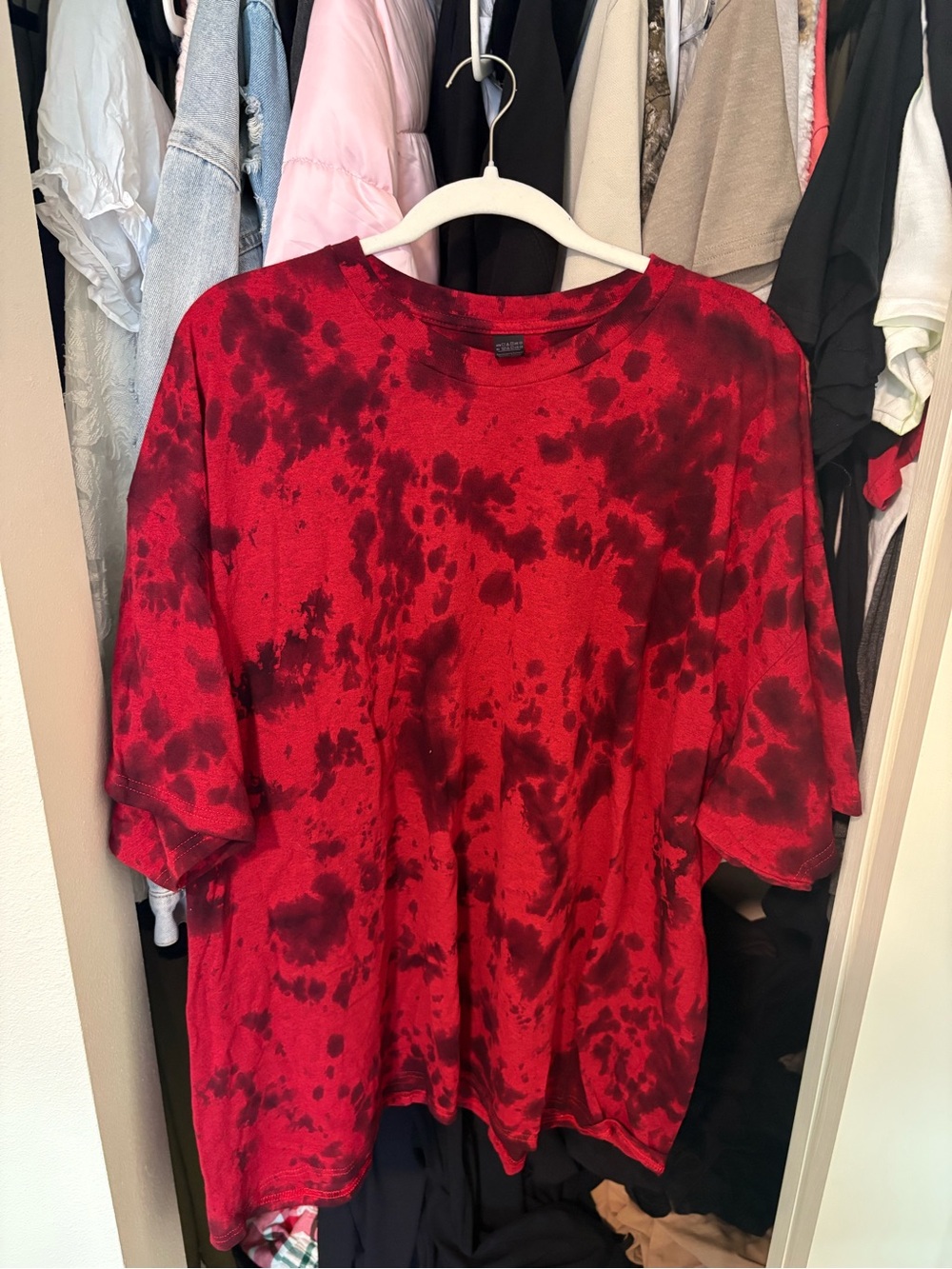 Red Tie-Dye Short Sleeve Women's Top